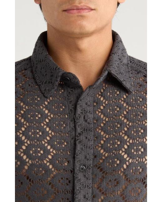 Honor The Gift Black Open Stitch Short Sleeve Button-Up Shirt for men