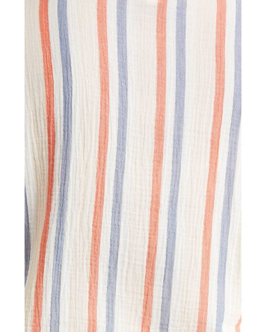 Caslon Multicolor Caslon(r) Long Sleeve Cotton Gauze Popover Top