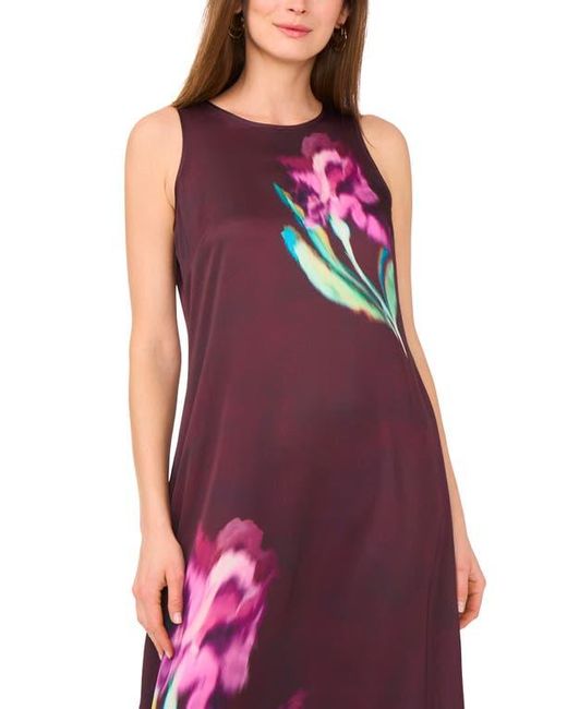 Vince Camuto Purple Floral Print Sleeveless Maxi Dress