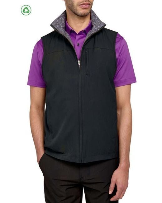 Con.struct Black Regular Fit Texture Print Recycled Performance Reversible Vest for men