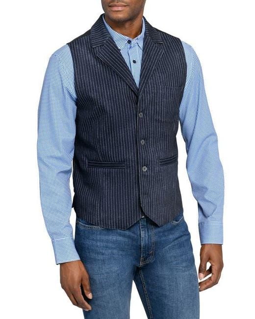 Con.struct Blue Solid Tailored Vest for men