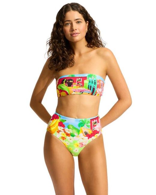 Seafolly Black Print Bandeau Bikini Top