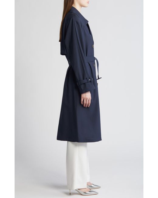 Theory Blue Double Breasted Trench Coat