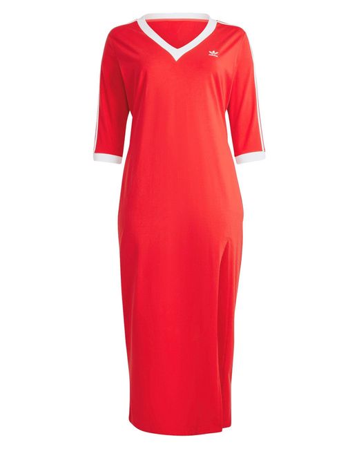 Adidas Red Lifestyle V-neck Maxi Dress
