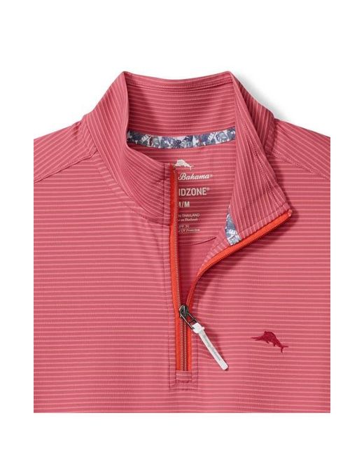 Tommy Bahama Pink Costa Wave Islandzone Seersucker Half Zip Pullover for men