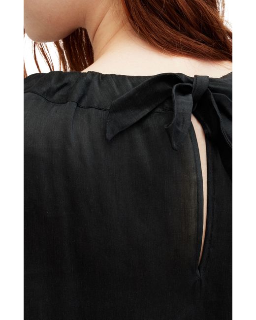 AllSaints Black Ellie Linen & Silk Top