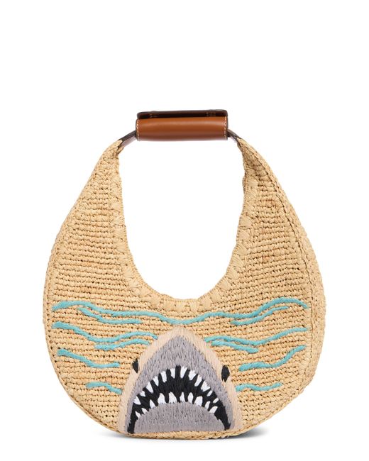 Staud Natural Moon Crocheted Raffia Bag