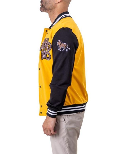 Maceoo Yellow Varsity222 Bomber Jacket for men