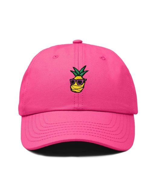 Alix Pink Pineapple Embroidered Dad Hat for men