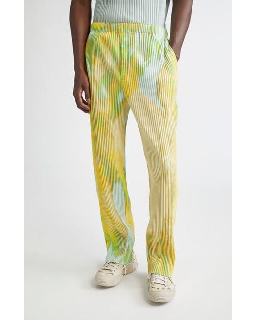 Homme Plissé Issey Miyake Agate Pleated Pants in Yellow for Men | Lyst