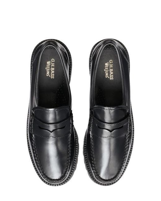 G.H.BASS Black Grace Super Lug Sole Penny Loafer