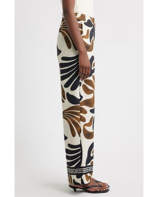 Mango White Karina Print Wide Leg Pants