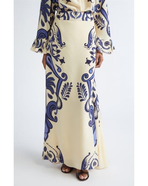 Johanna Ortiz Women's Blue Everywhere Floral Paisley Silk Crpe De Chine  Maxi Skirt