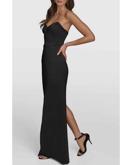 Donna Karan Black Strapless Satin Gown
