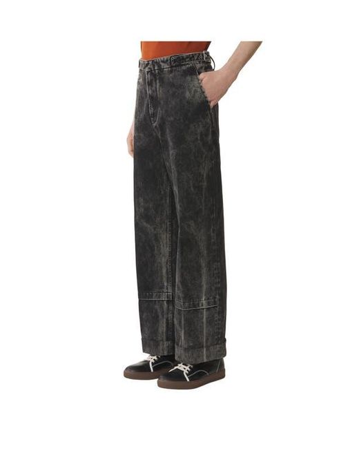 Lanvin Black Loose Fit Washed Denim Pants for men