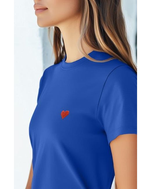 Alix Blue Pixel Heart Jersey Relaxed Tee