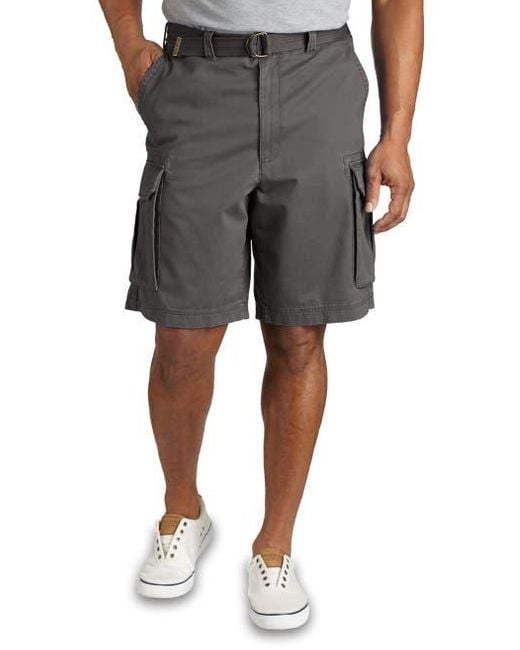True Nation by DXL Gray Big & Tall Relaxed-Fit Twill Cargo Shorts for men