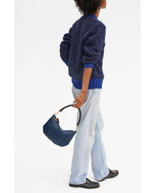 Clare V. Blue Petit Moyen Woven Messenger Bag