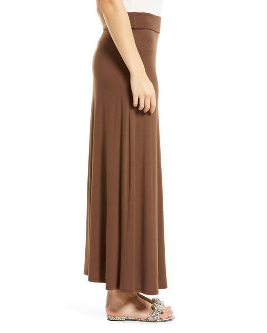 Loveappella Brown Roll Top Maxi Skirt