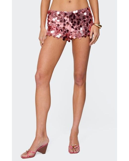 Edikted Red Sephira Sequin Microshorts