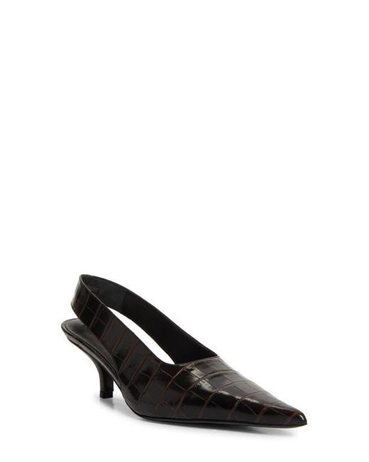Totême Black Croc Embossed Pointed Toe Slingback Pump