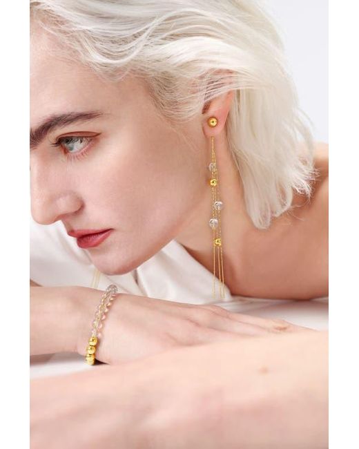 Classicharms Metallic Frostlily Mini Clear Crystal And Bead Drop Earrings