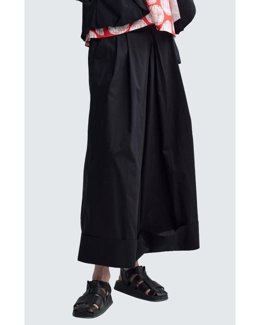 Luukaa Blue Misla Solid Wide-Leg Poplin Pants
