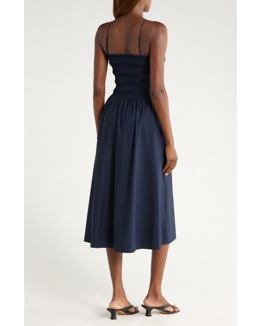 Reformation Blue Kerrie Smocked Cotton Blend Sundress
