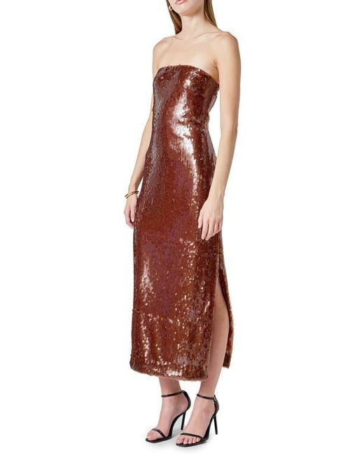 Endless Rose Brown Sequin Strapless Midi Dress
