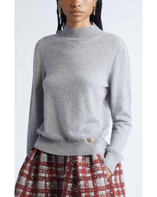 Oscar de la Renta Gray Cashmere Sweater With Removable Scarf