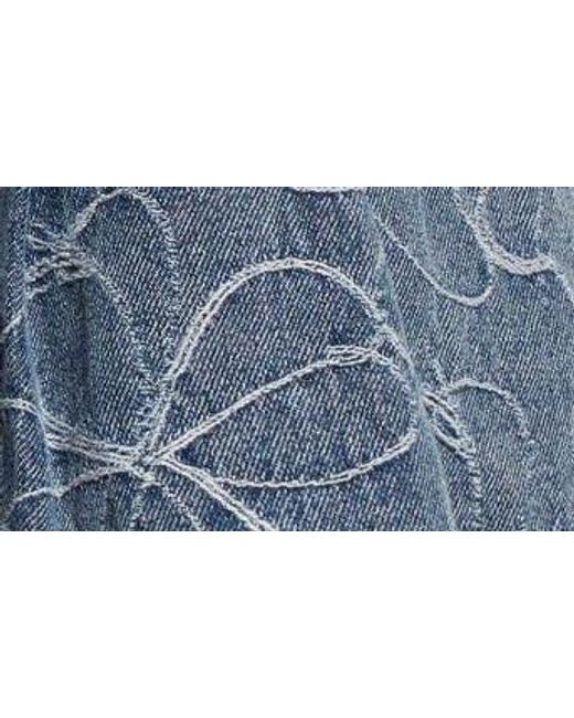 Ramy Brook Blue Wilder Floral Embroidery Denim Shorts