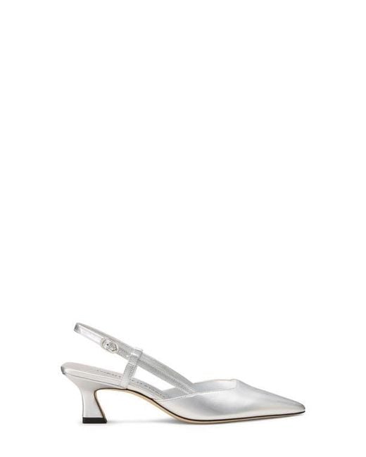 Stuart Weitzman White Vinnie 50 Slingback Pump