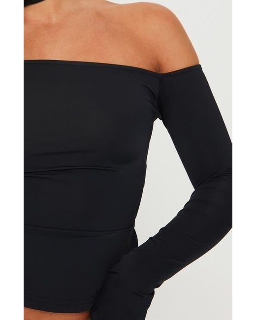 Princess Polly Black Vito Asymmetric One-Shoulder Top