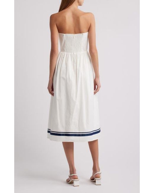 Charles Henry White Strapless Midi Dress
