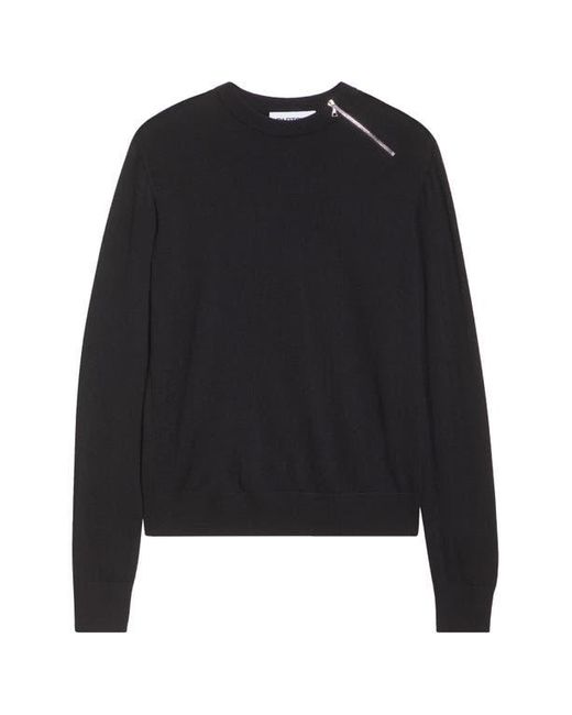Partow Black Bea Zip Virgin Wool Sweater