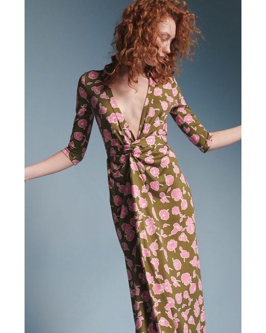 Diane von Furstenberg Multicolor Abigail Floral Silk Wrap Maxi Dress