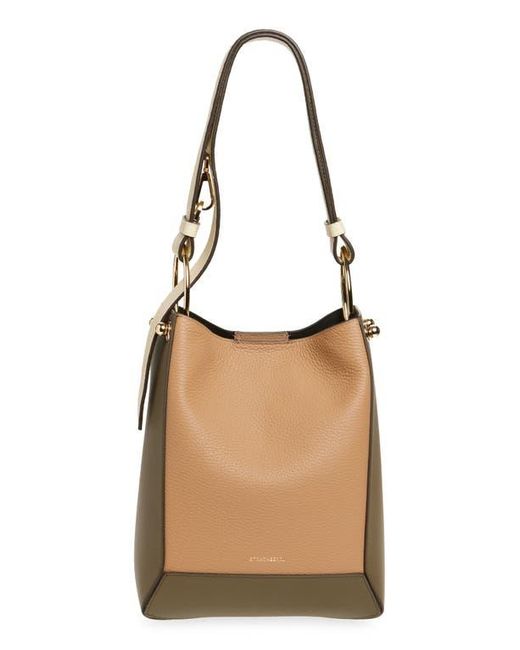 Strathberry Brown Midi Lana Colorblock Leather Bucket Bag