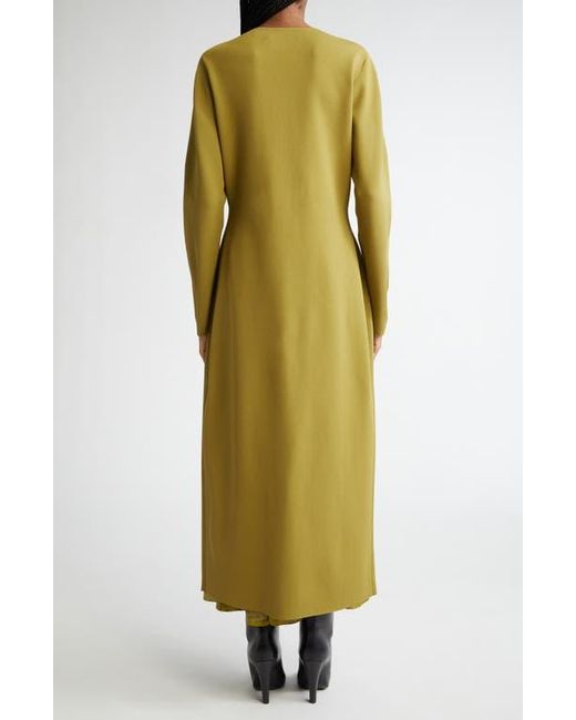 Brandon Maxwell The Emm Long Sleeve Silk Knit Shirtdress in Yellow | Lyst