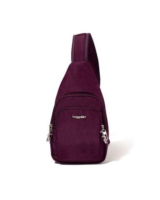 Baggallini Purple Securtex Anti-Theft Daytripper Sling Bag
