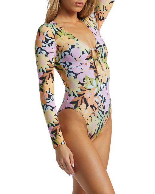 Billabong Multicolor Mas Floral Long Sleeve One-piece Swimsuit