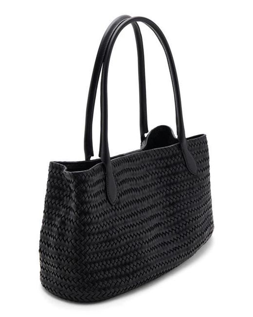 Mango Black Braided Leather Shoulder Bag