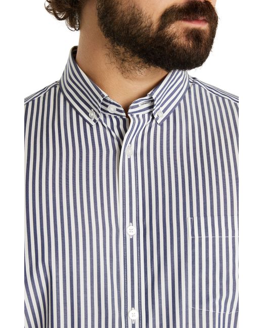 Johnny Bigg Gray Henshall Stripe Cotton Button-down for men