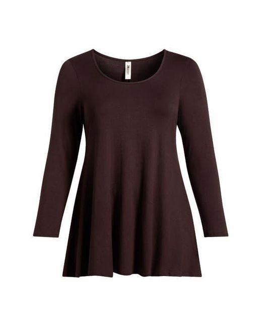 24seven Comfort Apparel Black Swing Asymmetric Hem Tunic Top