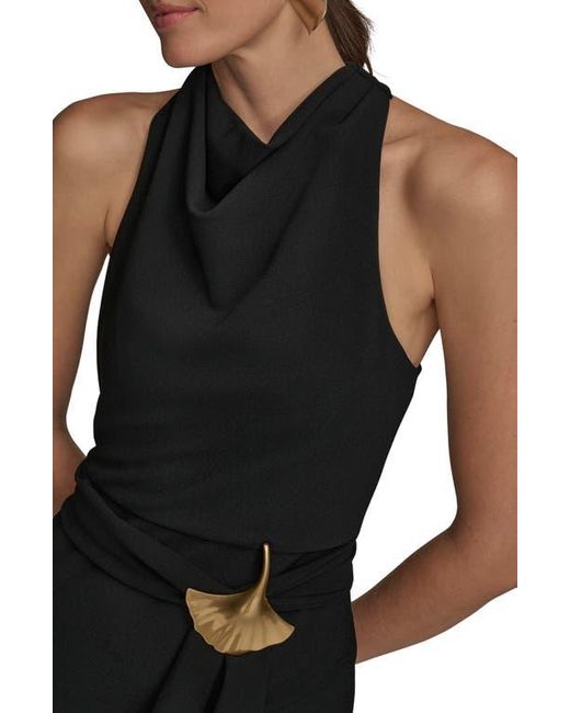 Donna Karan Black Crepe & Chiffon Mermaid Gown