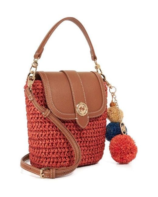 Dune Red Dimple Raffia Handbag