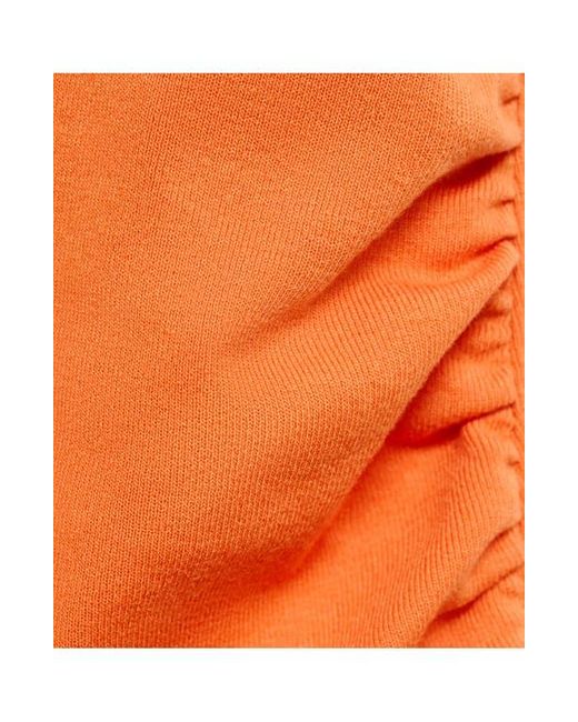 Mango Orange Curra Ruched Sleeveless Column Dress