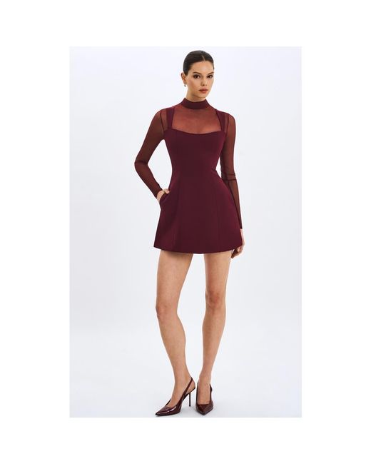 Miss Circle Women's Red Natasha Faux Two-Piece Turtleneck Mini Dress