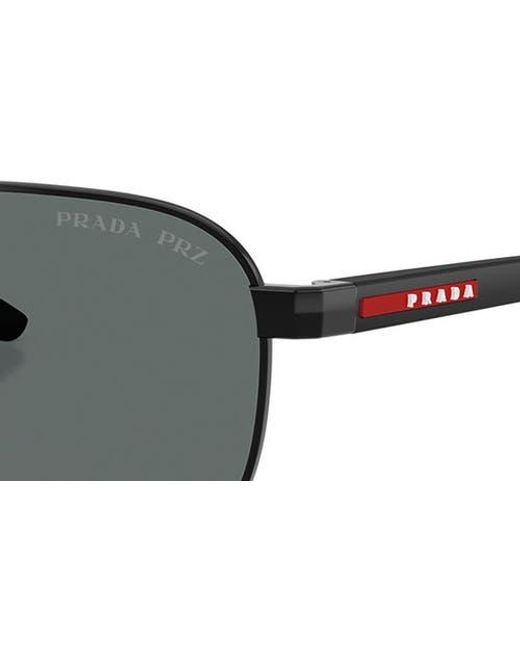 Prada Linea Rossa Gray 58Mm Polarized Pilot Sunglasses for men