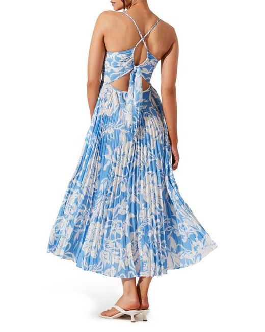 Astr Blue Blythe Pleated Maxi Dress