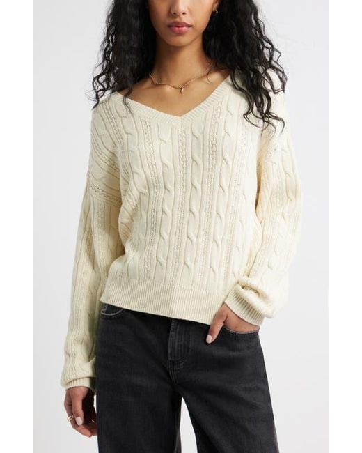 BP. Natural Bow Back Cable Knit Sweater